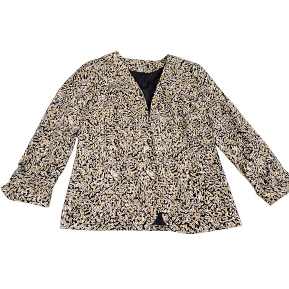 Notations Open Front Jacket Womens Small 3/4 Cuffed Sleeve Abstract Print Blazer - Picture 1 of 6